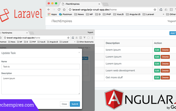 Laravel 5.5 AngularJS CRUD Operations Application